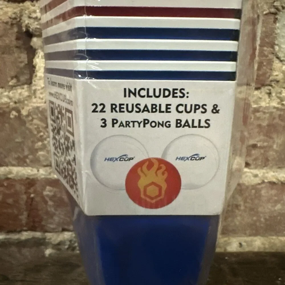 22 HexCup Reusable Party Pong Cups Beer Pong Cups 3 Party Pong Balls Red Blue